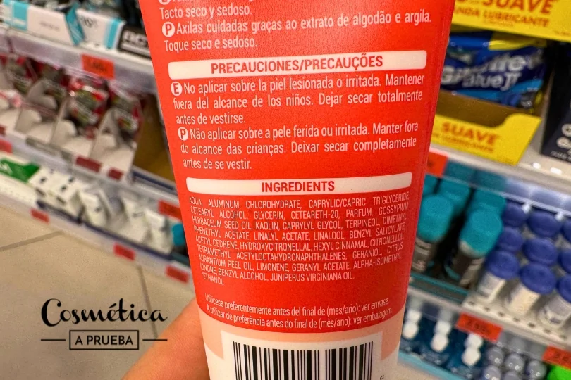 ingredientes crema desodorante antitranspirante mercadona