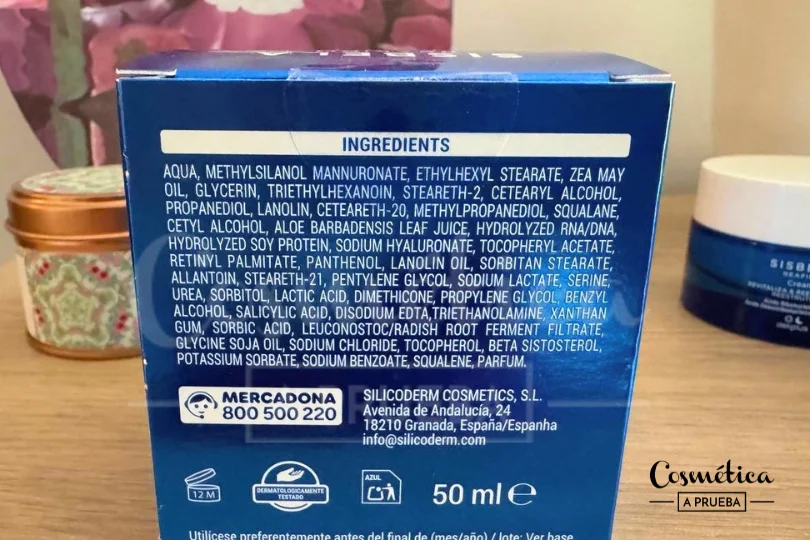 ingredientes crema sisbela mercadona