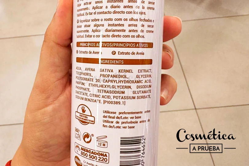 ingredientes agua avena mercadona